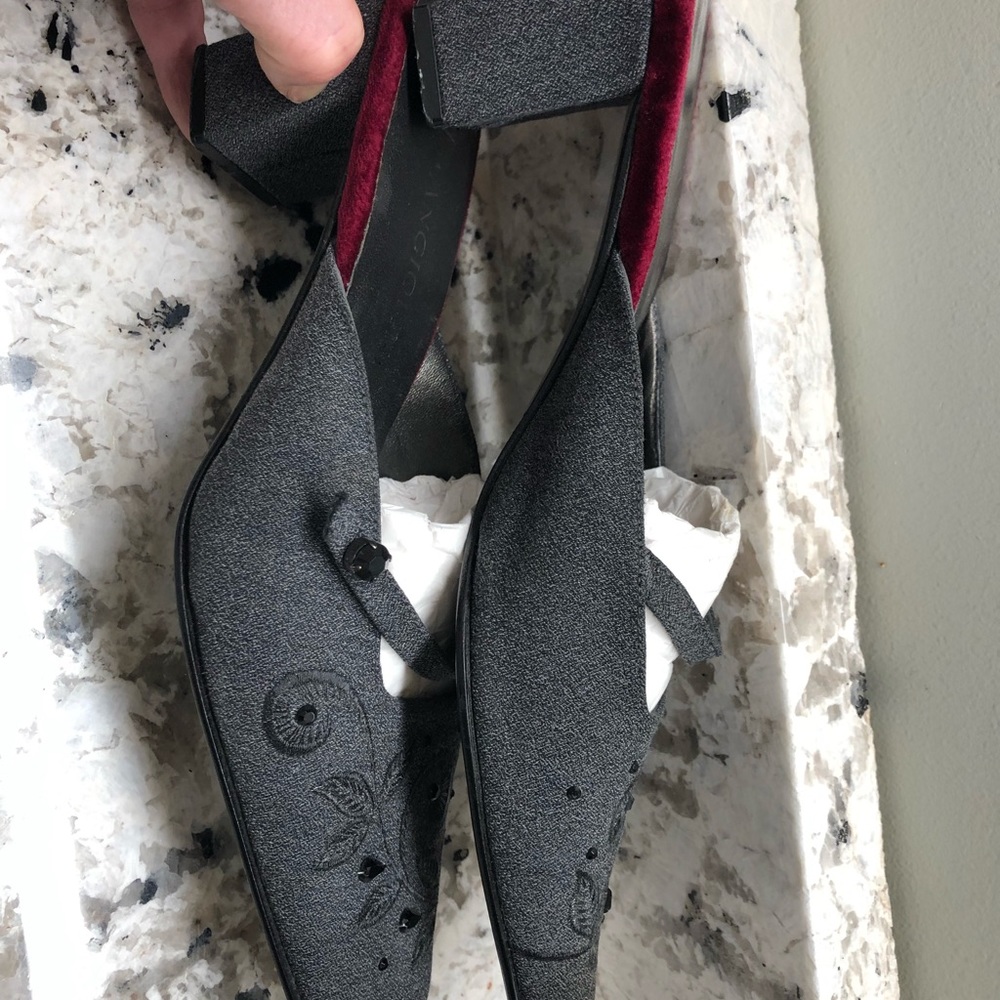Enzo Angiolini slight heal mule with embellished pattern and beads on top. - Picture 2 of 3